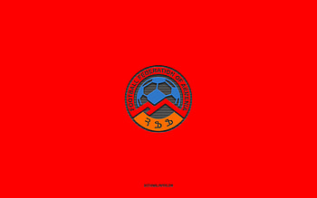 Armenia national football team, red background, football team, emblem, UEFA, Armenia, football, Armenia national football team logo, Europe HD wallpaper