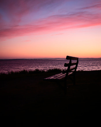 Nature, Sunset, Sea, Horizon, Loneliness, Bench, Melancholy HD phone wallpaper