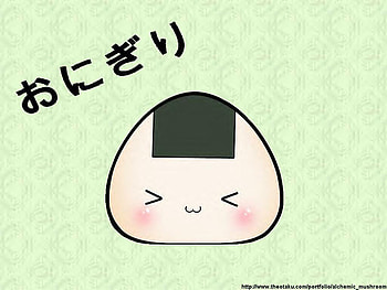 Onigiri, chibi, anime, green, cute, rice ball, food, rice HD wallpaper