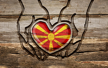 I love North Macedonia, , wooden carving hands, Day of North Macedonia, Flag of North Macedonia, North Macedonia flag, Macedonian flag, Take care North Macedonia, wood carving, Europe, North Macedonia HD wallpaper