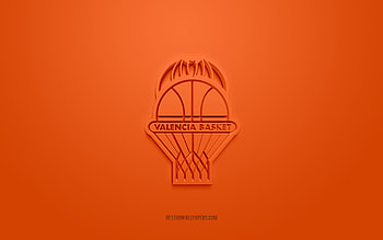 Valencia Basket, creative 3D logo, orange background, Spanish basketball team, Liga ACB, Valencia, Spain, 3d art, basketball, Valencia Basket 3d logo HD wallpaper