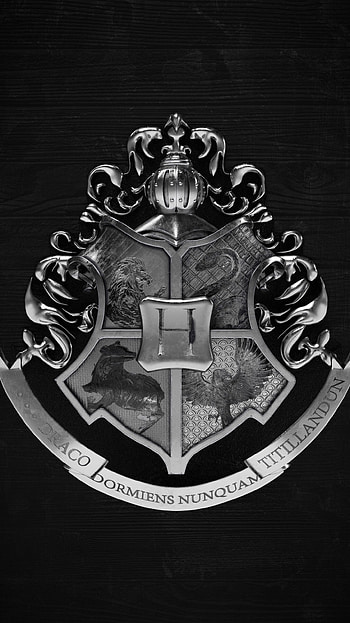 Monochrome, Hogwarts Crest HD phone wallpaper