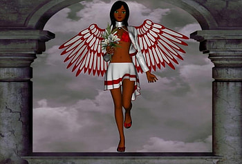 Angel, abstract, fantasy, red and white HD wallpaper