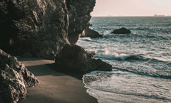 Coast, beach, sea waves, nature HD wallpaper