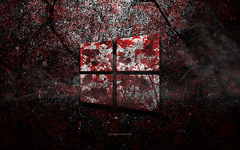 Windows 10 logo, grunge art, Windows 10 stone logo, Windows, red stone texture, Windows 10, grunge stone texture, Windows 10 emblem, Windows 10 3d logo, Windows logo HD wallpaper