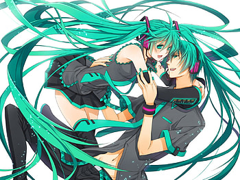 Miku and Mikuo, anime, hatsune miku, vocaloids, mikuo HD wallpaper