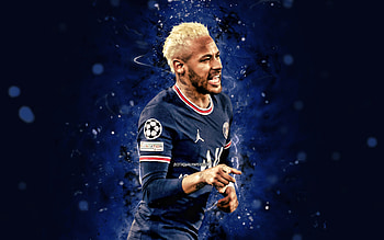 Neymar, 2022, PSG, blue neon lights, soccer, Neymar Jr, Ligue 1, brazilian footballers, football, Neymar PSG, Paris Saint-Germain, Neymar HD wallpaper