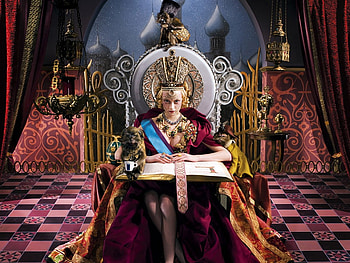 The Evil Queen Holds Court, monkey, abstract, fantasy, elaborate, evil, queen, woman HD wallpaper