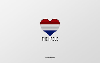 I Love The Hague, Dutch cities, Day of The Hague, gray background, The Hague, Netherlands, Dutch flag heart, favorite cities, Love The Hague HD wallpaper