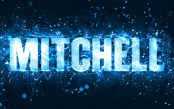 Happy Birtay Mitchell, , blue neon lights, Mitchell name, creative, Mitchell Happy Birtay, Mitchell Birtay, popular american male names, with Mitchell name, Mitchell HD wallpaper