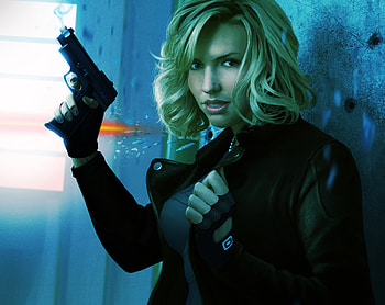 Blonde Girl With Gun, artist, artwork, digital-art, deviantart HD wallpaper