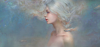 Summer, mermaid, art, gorgeous, user 23385, girl, superb, user23385, gigi, fantasy, pesti, face, fish, luminos, siren, vara, frumusete HD wallpaper