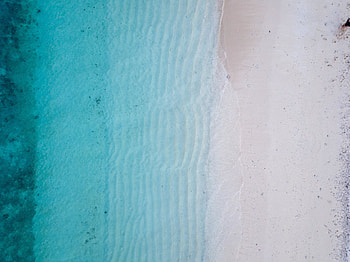Soft sea waves, blue, aerial shot, nature HD wallpaper