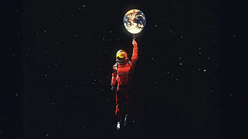 Elevating Dreams Astronaut Balloon Ascension, astronaut, dark, black, stars, artist, artwork, digital-art HD wallpaper