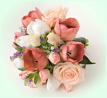 Waiting for spring, pink, white, bouquet, flowers, tulips, spring HD wallpaper