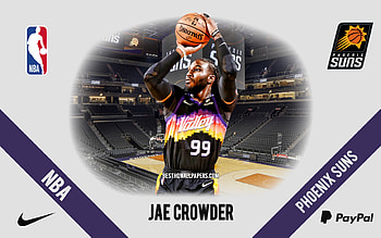 Jae Crowder, Phoenix Suns, American Basketball Player, NBA, portrait, USA, basketball, Phoenix Suns Arena, Phoenix Suns logo HD wallpaper