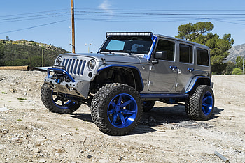 Jeep Wrangler, Mopar, Blue Wheels, Lite Bar, Silver HD wallpaper