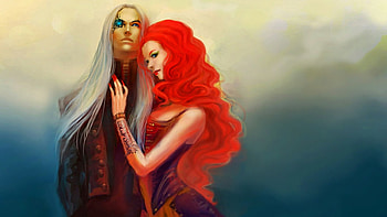 Song and Whisper, magic, fantasy, tattoo, women, redhead, dark HD wallpaper