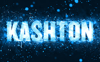 Happy Birtay Kashton, , blue neon lights, Kashton name, creative, Kashton Happy Birtay, Kashton Birtay, popular american male names, with Kashton name, Kashton HD wallpaper