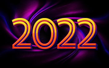2022 yellow 3D digits, Happy New Year 2022, violet vortex background, 2022 concepts, kids art, 2022 new year, 2022 on violet background, 2022 year digits HD wallpaper