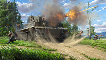 A Tiger's biting force, military, tank, battle, Warfare, explosion HD wallpaper