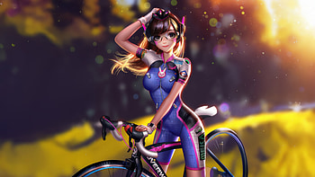 Racing Dva, dva-overwatch, overwatch, games, artwork, digital-art, video-games, pixiv HD wallpaper