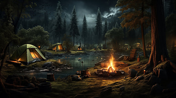 Enchanting Forest Camping Bonfire, bonfire, forest, graphy, camping HD wallpaper