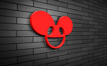 Deadmau5 3D logo, , Joel Thomas Zimmerman, gray brickwall, creative, brands, Deadmau5 logo, canadian DJs, 3D art, Deadmau5 HD wallpaper