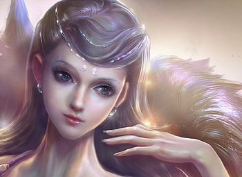 Fantasy beauty, art, soft, girl, beauty, woman, pink, rongrong, fantasy, face, princess HD wallpaper