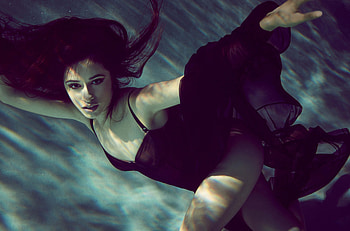 Camila Cabello Black Dress Underwater, camila-cabello, music, celebrities, girls HD wallpaper