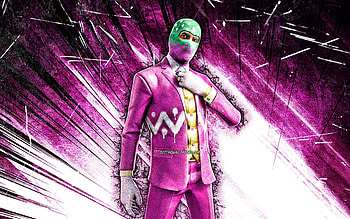 Hopper, grunge art, Fortnite Battle Royale, Fortnite characters, purple abstract rays, Hopper Skin, Fortnite, Hopper Fortnite HD wallpaper