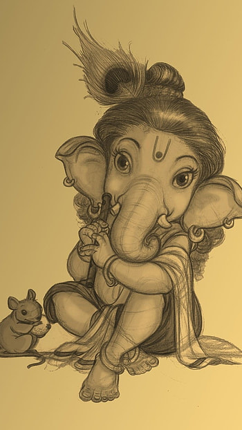 Bal Ganesh, Beautiful Sketch HD phone wallpaper