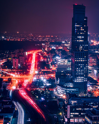 Cities, Roads, Building, Lights, View From Above, Dark, Night City HD phone wallpaper