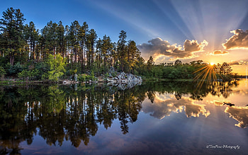 Sunset in Arizona, America, calm, sunset, lake HD wallpaper