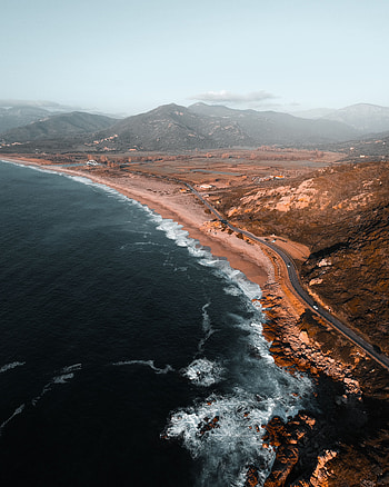 Landscape, Nature, Sea, View From Above, Coast, Road, Hilly HD phone wallpaper