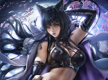 Ahri, hot warrior, League of Legends, video game, art HD wallpaper