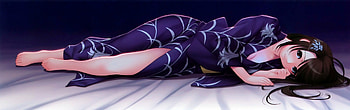 Blue Kimono, kimono, yukata, sublime, cute, oriental, long hair, beauty, nice, female, brown eyes, sexy, japanese, sweet, divine, japan, gorgeous, hot, girl, beautiful, anime girl, elegant, lying, anime, pretty, brown hair, lovely HD wallpaper