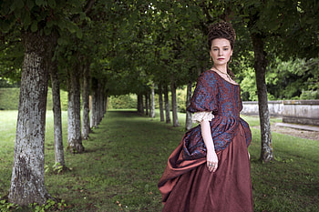 Versailles (2015), dress, actress, tree, woman, catherine walker, maintenon, garden, girl, versailles, tv series, green HD wallpaper