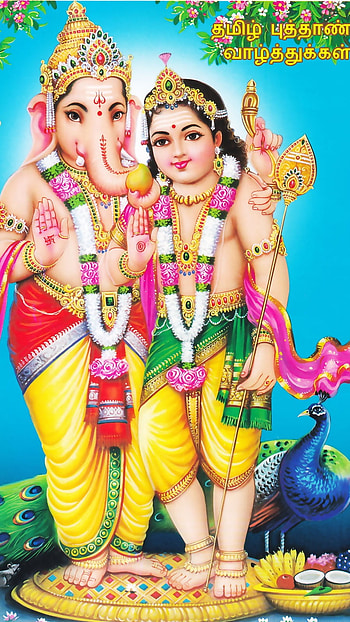 Murugan Vinayagar, Blue Background HD phone wallpaper