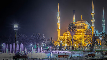 Turkey, Blue Mosque night, Ultra , Architectural beauty HD wallpaper