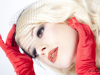 Brown Eyes, model, blonde, red, woman, female HD wallpaper