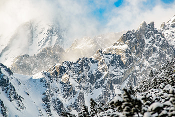Winter, snow mountains, nature HD wallpaper
