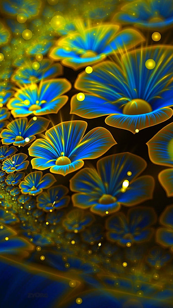 abstract, flowers, , , android , blue, Green 3D HD phone wallpaper