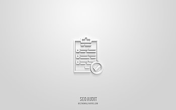 Seo audit 3d icon, white background, 3d symbols, Seo audit, Seo icons, 3d icons, Seo audit sign, Seo 3d icons HD wallpaper
