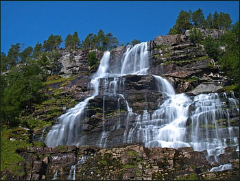 Waterfall, sky, nature HD wallpaper