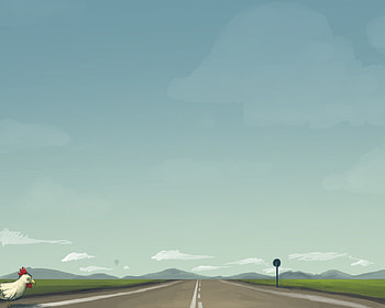 C'mon Chicken!, chicken, oil, 3d, highway HD wallpaper