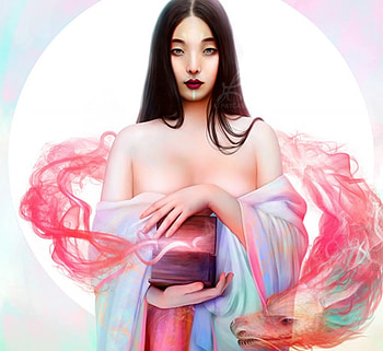 The pink dragon spirit, box, art, pandora, dragon, girl, patricia casarrubios, patcas, pink, spirit, fantasy HD wallpaper