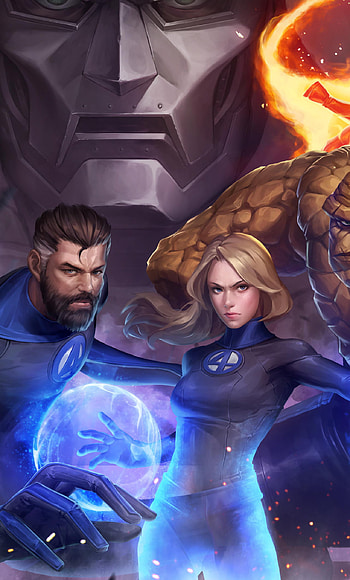 Animated Fantastic Four, Exciting , Action-packed scenes, Dynamic artwork HD phone wallpaper
