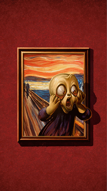 The Scream by Edvard Munch, funny, painting HD phone wallpaper