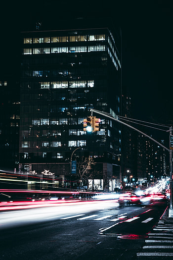 Cities, Road, Traffic, Movement, Night City, City Lights, Long-Term Exposure HD phone wallpaper